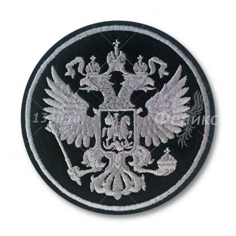 Шеврон Армии России с гербом РФ, серый