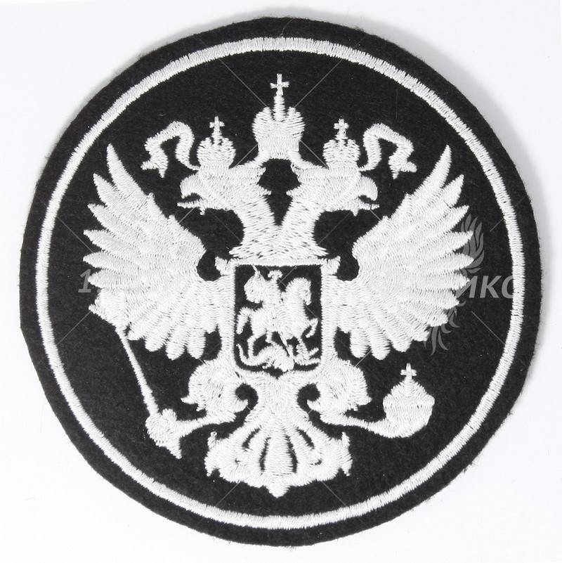 Шеврон Армии России с гербом РФ, белый